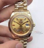 Perfect Replica Gold Rolex Day Date Presidential Diamond Dial Watch